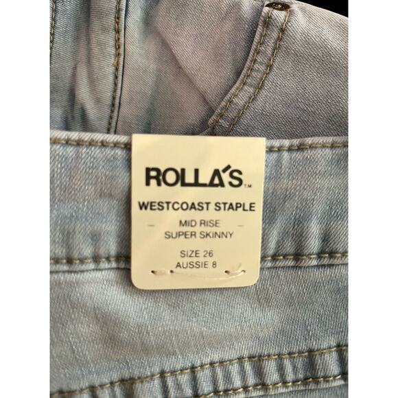Rolla's Light Wash Blue Westcoast Staple North Beach Women's Jeans Size 26 - Picture 4 of 6